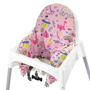 high chair cushion with cover for ikea antilop high chair, misseiar wooden high chair pad pillow, cushion insert for replacement, built-in inflatable cushion (pink)