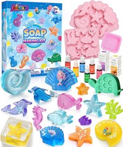 golray mermaid soap making craft kit kids toy, 18 model, 6 ink, 2 essential oil supply, art and craft for kid girl age 8-12 year old ocean animal toy birthday gift, diy science kits (create 16+pcs)