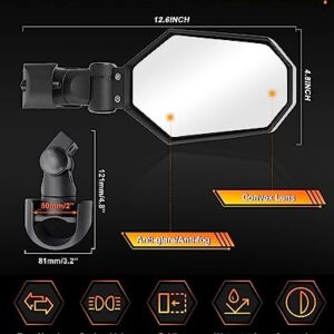 BraveWAY UTV Side Mirrors with Lights, Fit All 1.5-2.5" Roll Bar Cage, Amber White Green Three-color 3 Modes ATV/UTV Off Road Lighted Rear View Mirror Light with UTV ATV Polaris RZR Ranger