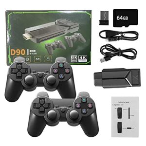 nostalgia stick video game, wireless retro game console, plug and play game console game stick support 4k 10000 games, hdmi output, dual 2.4g wireless controllers (d90 64g (15000+ games))