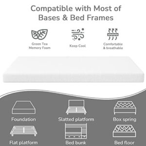 PayLessHere 5 Inch Green Tea Memory Foam Mattress Cooling Gel Infused Mattress,Medium Firm Mattresses Fiberglass Free/CertiPUR-US Certified/Bed-in-a-Box/Pressure Relieving Twin Size,White