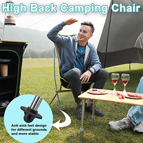 ATEPA Ultralight Camping Chair Lightweight High Back Folding Camping Chair with Pocket & Carry Bag Compact Backpacking Camp Chair for Outdoor Indoor Sports Hiking Beach Fishing