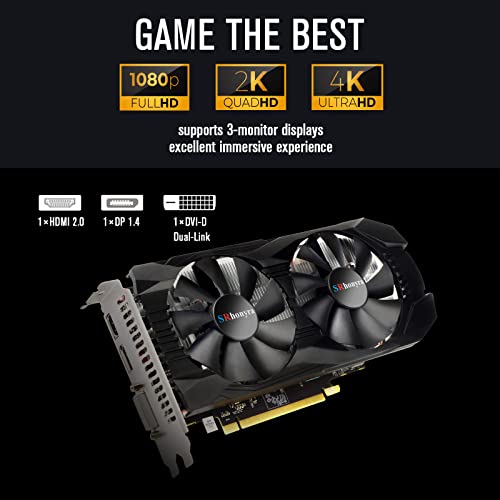 SRhonyra Radeon RX 580 8GB GDDR5 Graphics Card for Gaming PC Video Card 2048SP 256-Bit PCIe 3.0 x16 6-Pin Connector 2 Cooling Fan Desktop Computer Gaming GPU with HDMI, DisplayPort & DVI Ports