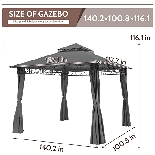 Outdoor Canopy UV Protection Gazebo Canopy Tent with 4 Sidewall for Patio Outdoor (10'x10', Grey)