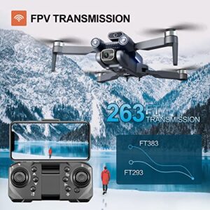 2023 Brushless Drones with Dual 4K HD Camera,2.4G WiFi FPV Video Foldable Drone RC Quadcopter for Adults/Beginners/Kids,One Key Take Off/Land,Waypoints Functions,3 Batterie 45Mins Flight Time (SIS)