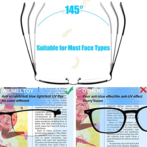 WEIMELTOY 3 Pack Blue Light Blocking Reading Glasses for Men, Stylish Half Frame Metal Computer Readers, Lightweight Spring Hinge Eyeglasses Anti Eyestrain/Glare/UV (Mix Color, Black+Grey+Brown, 1.25)