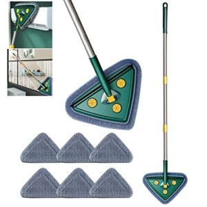 mops for floor cleaning, extendable microfiber triangle mops for floor cleaning with 6 mop pads washable microfiber,59 inch wall cleaner mop with long handle for hardwood,tile,marble floor