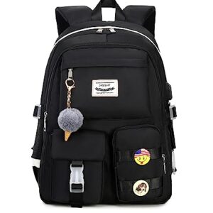 Jaygulf Waterproof Women Laptop Backpack Casual Girls Daypack Black