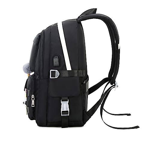 Jaygulf Waterproof Women Laptop Backpack Casual Girls Daypack Black