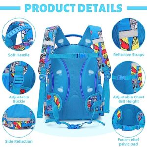 HTWO Toddler Backpack for Boys Backpacks Cartoon Kids Backpacks Passed CPSC Bookbag Suitable for Ages 3-5 With Pendant (Dark Blue)