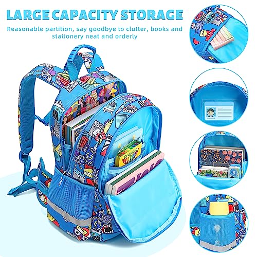 HTWO Toddler Backpack for Boys Backpacks Cartoon Kids Backpacks Passed CPSC Bookbag Suitable for Ages 3-5 With Pendant (Dark Blue)