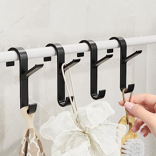 niffgaff 6 Pcs Metal Over The Door Hooks Bathroom Robe Towel Hooks Over Rod Rail Towel Holder, Shower Hooks, Heated Towel Radiator Hook, S Hooks for Rack Shelf Closet Hooks for Hanging, Rustproof