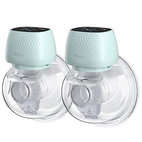 Paruu R12 Wearable Breast Pump Hands-Free, 323mmHg Strong Suction, Electric Portable Breast Pump with 3 Modes & 9 Levels, Rechargeable & Smart Display, 19/22/25mm Flange, 2 Pack