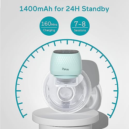 Paruu R12 Wearable Breast Pump Hands-Free, 323mmHg Strong Suction, Electric Portable Breast Pump with 3 Modes & 9 Levels, Rechargeable & Smart Display, 19/22/25mm Flange, 2 Pack