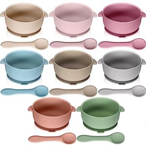 tanlade 8 pack baby silicone suction bowls with spoon baby led weaning food bowl toddler food storage bowl dishwasher microwave safe feeding set
