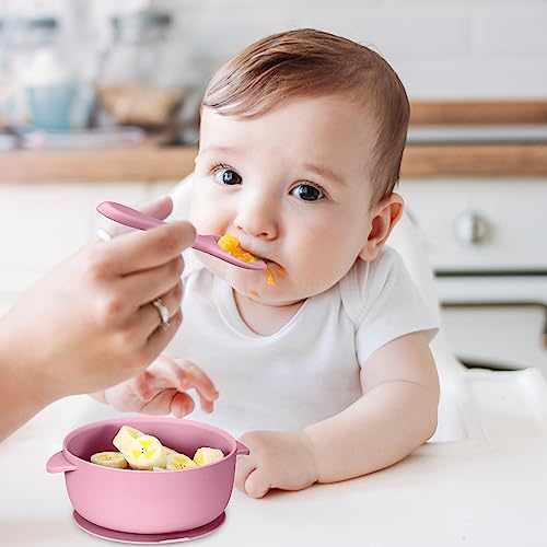 Tanlade 8 Pack Baby Silicone Suction Bowls with Spoon Baby Led Weaning Food Bowl Toddler Food Storage Bowl Dishwasher Microwave Safe Feeding Set