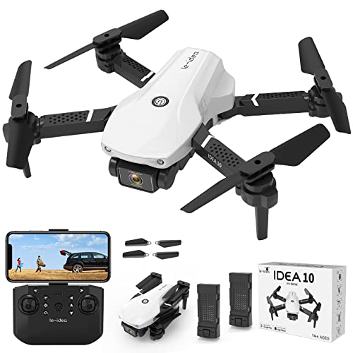 Mini Drones with 2 Cameras HD 720P WIFI FPV idea10 Drone for Beginner Adults RC Quadcopter with Optical Flow Positioning Altitude Hold 360° Flip 2 Batteries