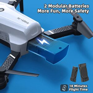 Mini Drones with 2 Cameras HD 720P WIFI FPV idea10 Drone for Beginner Adults RC Quadcopter with Optical Flow Positioning Altitude Hold 360° Flip 2 Batteries