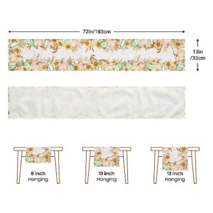 Fall Decor Pumpkin Table Runner 13x72 Inches Seasonal Autumn Thanksgiving Decorations Holiday Farmhouse Indoor Vintage Theme Gathering Dinner Party (Pumpkin Wrap, 13X72)