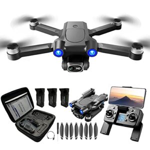 gps drone with 4k camera for adults beginner, 60 minutes ult-long flight time, optical flow, 5g transmission foldable fpv rc quadcopter with brushless motors, gps auto return home, intelligent follow me, include 3 batteries and handbag