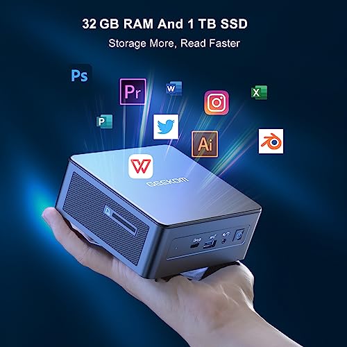 GEEKOM Mini PC Mini IT11, 11th Intel Core i7-11390H (4C/8T, up to 5.0GHz), 32GB DDR4 RAM 1TB M.2 SSD, Windows 11 Mini PC NUC 11, Support 8K UHD/USB4.0/WiFi 6/BT5.2, Home&Office Mini Desktop Computers