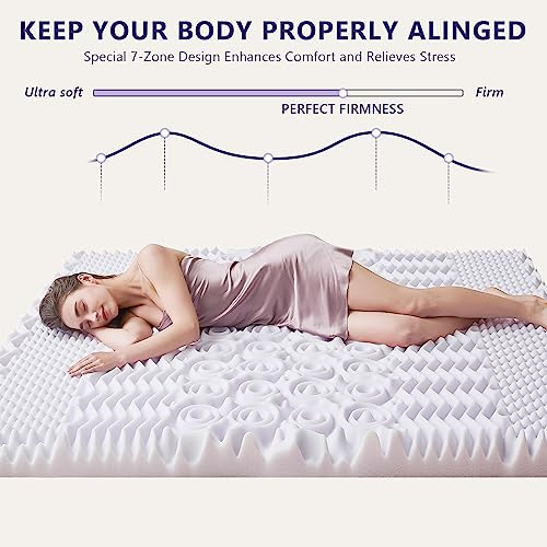 Homemate Memory Foam Mattress Topper Queen, Dual Layer 4 Inch Cooling Mattress Topper, 2 Inch Memory Foam Plus 2 Inch 1800TC Mattress Pad Comfort Support, Pillow Top with 8-21 Inch Deep Pocket, White