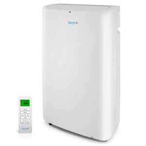 serenelife slpac14.5 portable air conditioner-compact home a/c cooling unit with built-in dehumidifier & fan modes, includes window mount kit (14,000 btu), white