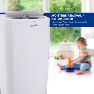 SereneLife SLPAC14.5 Portable Air Conditioner-Compact Home A/C Cooling Unit with Built-in Dehumidifier & Fan Modes, Includes Window Mount Kit (14,000 BTU), White