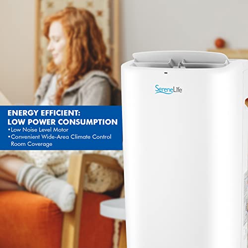 SereneLife SLPAC14.5 Portable Air Conditioner-Compact Home A/C Cooling Unit with Built-in Dehumidifier & Fan Modes, Includes Window Mount Kit (14,000 BTU), White