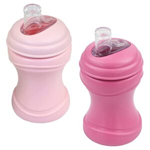 re play 2pk 8oz transition sippy cups for baby toddler, medical grade silicone soft spout & travel lid, easy to hold hourglass shape, made in usa from bpa free recycled milk jugs, bright pink/ice pink