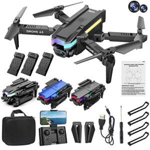 mini drone with dual 4k hd camera for adults kids beginner, mini pocket drone 2.4g wifi fpv live video foldable drone rc quadcopter with hold headless mode, one key start speed