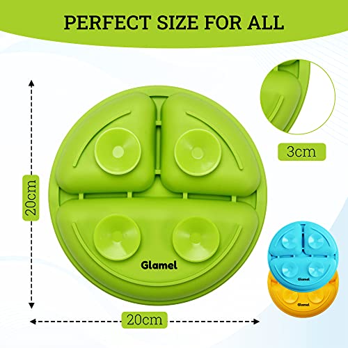 Glamel Baby Plates - Toddler Plates with Suction, Divided suction plates for baby for Toddlers, 100% Silicone, Microwave & Dishwasher Safe | 3 Pack - silicone plates for baby