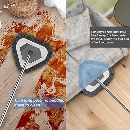 Chenille Triangles Mop,180 Degree Rotatabl Triangular Cleaning Mop Home Wall Ceiling Floor Cleaning Mop for Home Floor,Bathtub,Toilet,Mirror,Glass