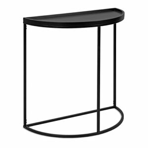 kate and laurel dorrah modern round console contemporary half-circle entryway table for storage, organization, and display, 28x14x30, black