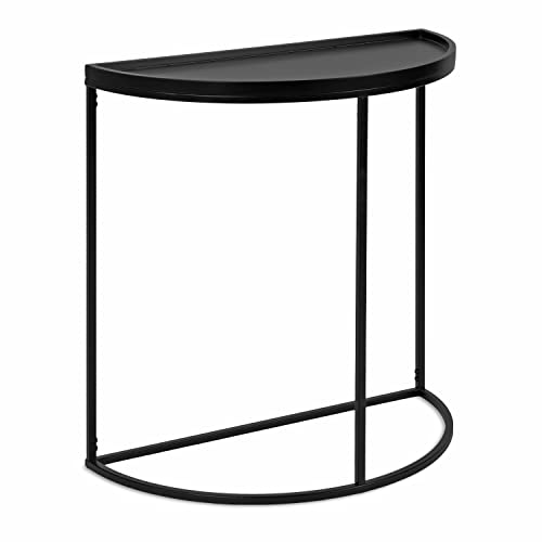 Kate and Laurel Dorrah Modern Round Console Contemporary Half-Circle Entryway Table for Storage, Organization, and Display, 28x14x30, Black