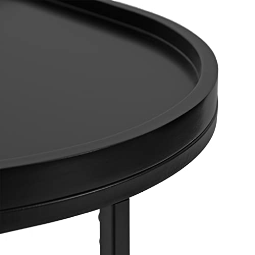 Kate and Laurel Dorrah Modern Round Console Contemporary Half-Circle Entryway Table for Storage, Organization, and Display, 28x14x30, Black
