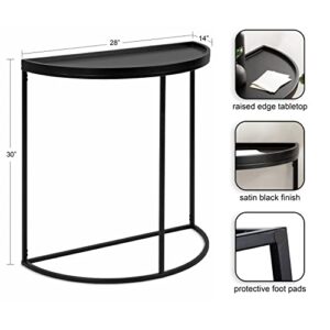 Kate and Laurel Dorrah Modern Round Console Contemporary Half-Circle Entryway Table for Storage, Organization, and Display, 28x14x30, Black