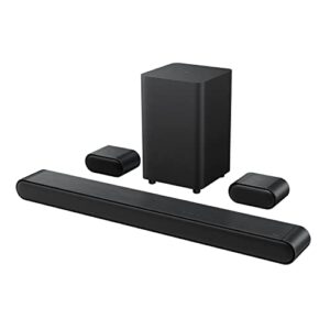 tcl 5.1ch sound bar with wireless subwoofer (s4510, 2023 model), built-in center channel, 2 rear surround sound speakers, dolby audio, dts virtual:x, bluetooth, wall mount/hdmi cable included,black