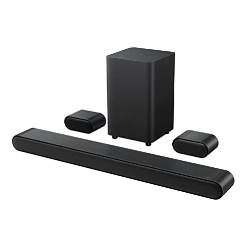 TCL 5.1ch Sound Bar with Wireless Subwoofer (S4510, 2023 Model), Built-in Center Channel, 2 Rear Surround Sound Speakers, Dolby Audio, DTS Virtual:X, Bluetooth, Wall Mount/HDMI Cable Included,Black