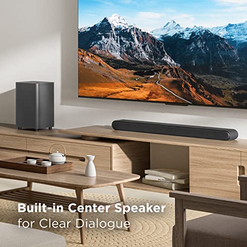 TCL 5.1ch Sound Bar with Wireless Subwoofer (S4510, 2023 Model), Built-in Center Channel, 2 Rear Surround Sound Speakers, Dolby Audio, DTS Virtual:X, Bluetooth, Wall Mount/HDMI Cable Included,Black