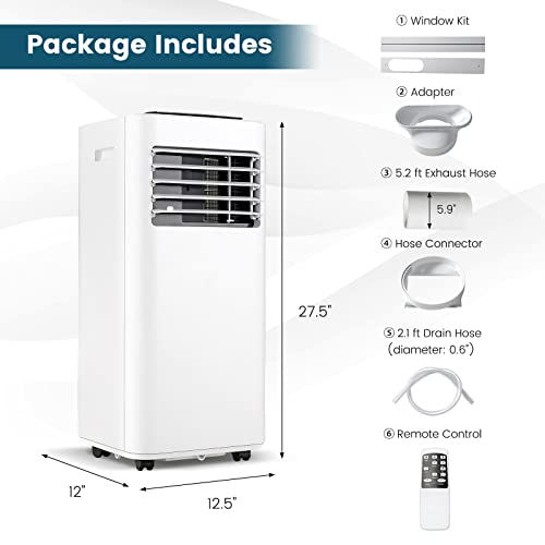 PETSITE 10000 BTU Portable Air Conditioner, 3-in-1 Room AC Unit with Remote Control, Dehumidifier, 24H Timer, Window Kit, Personal Stand up AC for Home, Apartment, Cools up to 350 Sq.Ft