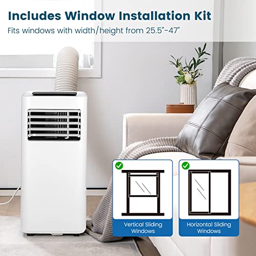 PETSITE 10000 BTU Portable Air Conditioner, 3-in-1 Room AC Unit with Remote Control, Dehumidifier, 24H Timer, Window Kit, Personal Stand up AC for Home, Apartment, Cools up to 350 Sq.Ft