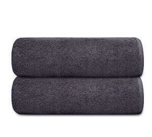 brooklyn linen beach towel set | 45x75 inches pack of 2 | oversized & lightweight | highly absorbent & quick dry | large thick bath sheets | premium quality towel | charcoal grey