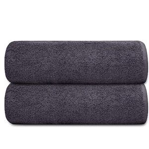 Brooklyn Linen Beach Towel Set | 45x75 Inches Pack of 2 | Oversized & Lightweight | Highly Absorbent & Quick Dry | Large Thick Bath Sheets | Premium Quality Towel | Charcoal Grey