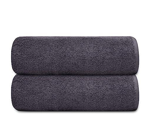 Brooklyn Linen Beach Towel Set | 45x75 Inches Pack of 2 | Oversized & Lightweight | Highly Absorbent & Quick Dry | Large Thick Bath Sheets | Premium Quality Towel | Charcoal Grey