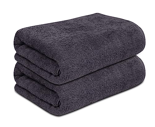 Brooklyn Linen Beach Towel Set | 45x75 Inches Pack of 2 | Oversized & Lightweight | Highly Absorbent & Quick Dry | Large Thick Bath Sheets | Premium Quality Towel | Charcoal Grey