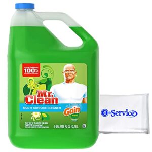 number 1 in service mr clean multi purpose gain liquid cleaner - non-toxic multi surface professional household floor cleaner solution, 128 fluid ounce bulk bottle cleaning liquid tissue pack