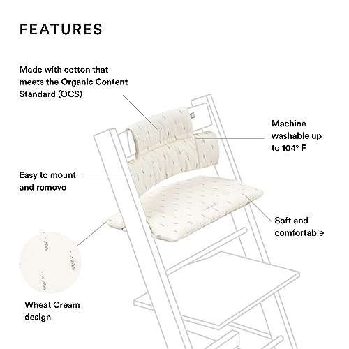 Tripp Trapp Classic Cushion, Wheat Cream - Pair with Tripp Trapp Chair & High Chair for Support and Comfort - Machine Washable - Fits All Tripp Trapp Chairs