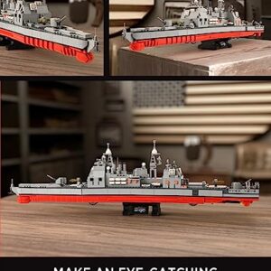 Nifeliz Ticonderoga-Class Cruiser, Ticonderoga-Class Guided-Missile Cruiser Building Toy, Military Warship Display Model Set with Stand for Adult Gift Giving (1,513 Piece)