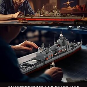 Nifeliz Ticonderoga-Class Cruiser, Ticonderoga-Class Guided-Missile Cruiser Building Toy, Military Warship Display Model Set with Stand for Adult Gift Giving (1,513 Piece)